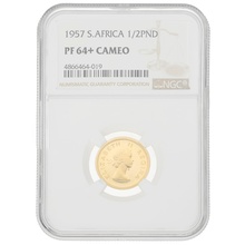 1957 £1/2 South Africa Gold Proof Coin Elizabeth II NGC PF64+