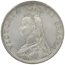 1887 Double Florin Silver Coin Queen Victoria Uncirculated