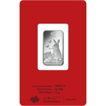 2023 PAMP 10 Gram Silver Year of the Rabbit Bar Minted