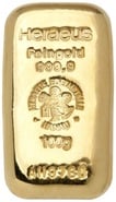 Heraeus 100 Gram Gold Bullion Cast Bar
