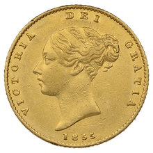 1855 Half Sovereign Victoria Young Head Shield Back - London ...