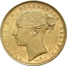 1875 Gold Sovereign Coin Queen Victoria Young Head Melbourne