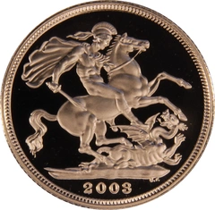 2003 Proof Gold Sovereign Coin Elizabeth II Fourth Head
