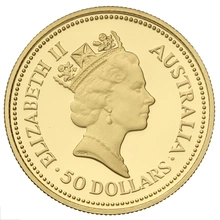 1987 Proof 1/2oz Australian Kangaroo Gold Nugget Coin