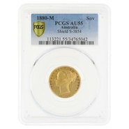 1880 Gold Sovereign Coin Queen Victoria Young Head Melbourne