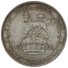 1906 Silver Shilling Coin Edward VII