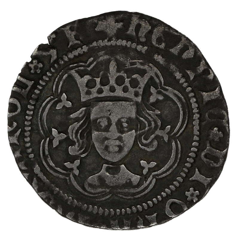 1430-1431 Henry VI Silver Half Groat Twopence Rossette-Mascle Issue Calais Mint
