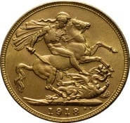 1918 Gold Sovereign Coin George V India