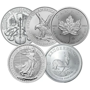2025 1oz Silver Coin Set; Britannia, Krugerrand, Philharmonic, Eagle, Maple