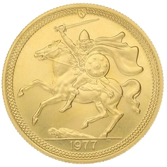 1977 Gold £5 Proof Coin Quintuple Sovereign Isle of Man
