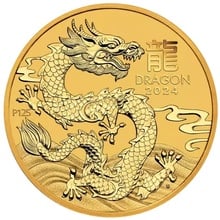 2024 Year of the Dragon Gold Coin 2oz Perth Mint Australian Lunar Series