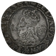 1590-1592 Silver Sixpence Coin Elizabeth I Hand