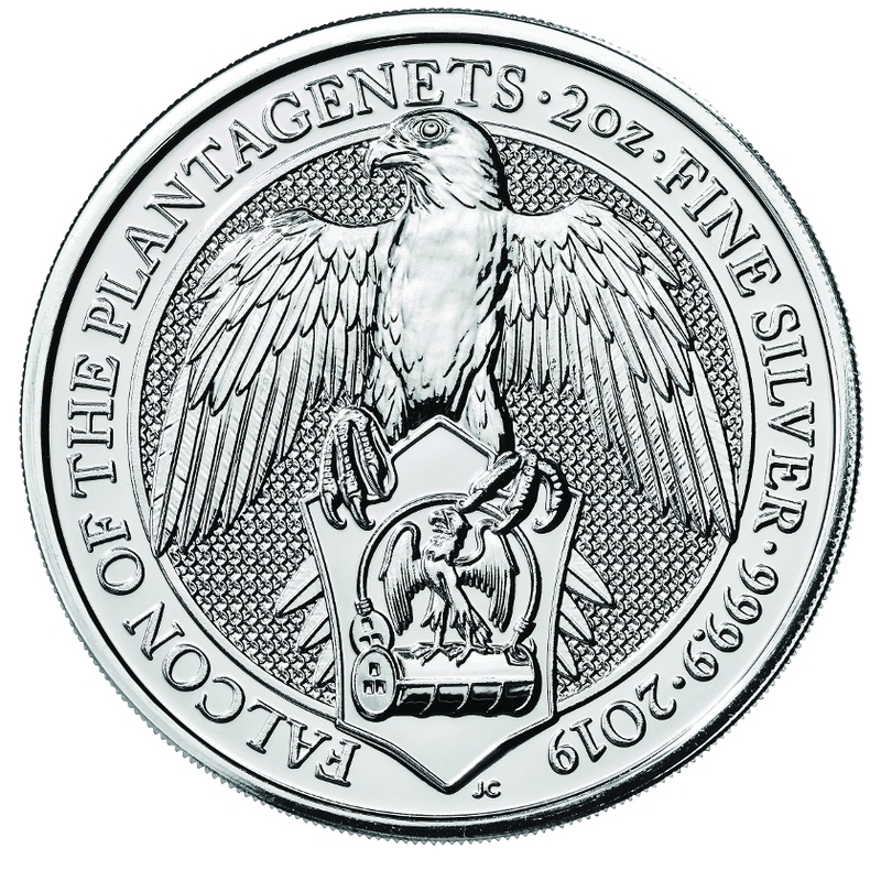2019 2oz Falcon of the Plantagenets Silver Coin Queen's Beasts