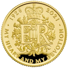 2021 95th Birthday of Her Majesty The Queen 1/4oz Proof Gold Coin Boxed