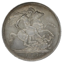 1887 Silver Crown Coin Queen Victoria Extremely Fine