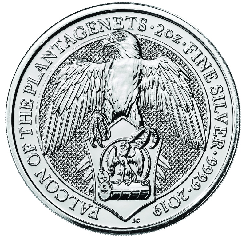 Tube of 10 x 2oz Silver Coin, Falcon of the Plantagenets 2019