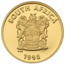 1998 South Africa Gold Proof 1/10oz R1 The San Boxed