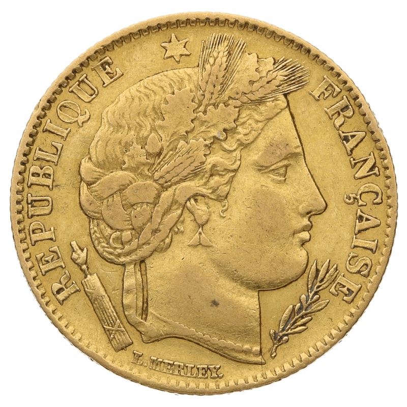 French 10 Francs Gold Coin Ceres