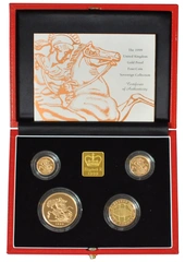 1999 Proof Gold Sovereign 4 Coin Set Boxed
