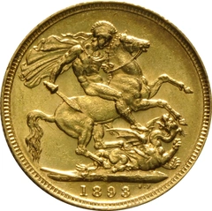 1893 Gold Sovereign Coin Queen Victoria Jubilee Head Sydney PCGS AU58