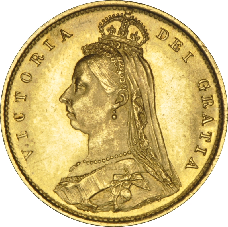 1887 Gold Half Sovereign Queen Victoria Jubilee Head Shield Back NGC MS64