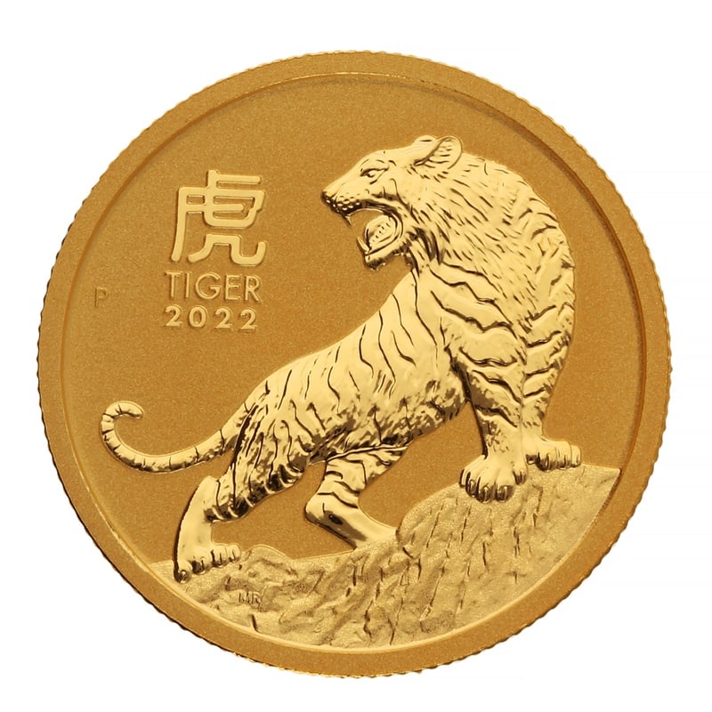 2022 Year of the Tiger Gold Coin 1/4oz Perth Mint Australian Lunar Series
