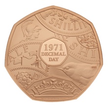 2021 Proof 50p Gold Coin 50th Anniversary of Decimal Day Boxed