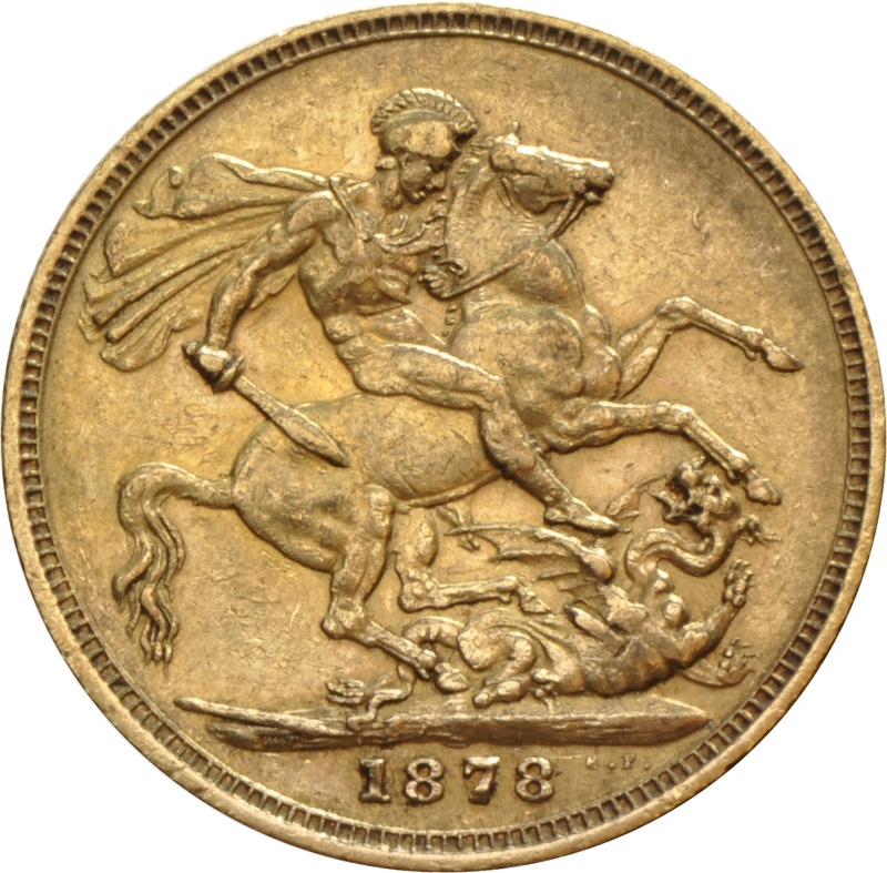 1878 Gold Sovereign - Victoria Young Head - London