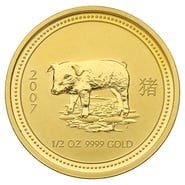 2007 Year of the Pig Gold Coin 1/2oz Perth Mint Australian Lunar Series