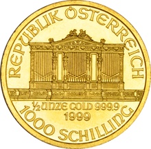 1999 1/2oz Austrian Gold Philharmonic Coin