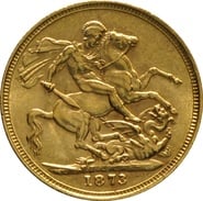 1873 Gold Sovereign Coin Queen Victoria Young Head Melbourne
