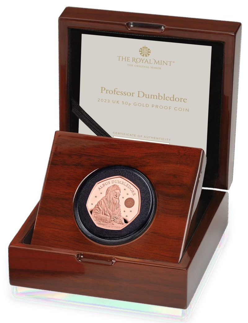 2023 Proof 50p Gold Coin 25th Anniversary of Harry Potter Dumbledore Boxed