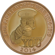 2014 Proof £2 Coin Gold Double Sovereign 100th Ann WWI