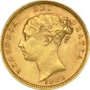 1883 Gold Half Sovereign Queen Victoria Young Head Shield Back NGC MS62+