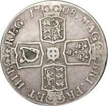 1708 Silver Crown Coin Queen Anne Fine