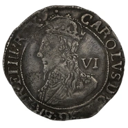 1633-1634 Silver Sixpence Coin Charles I Hammered Portcullis