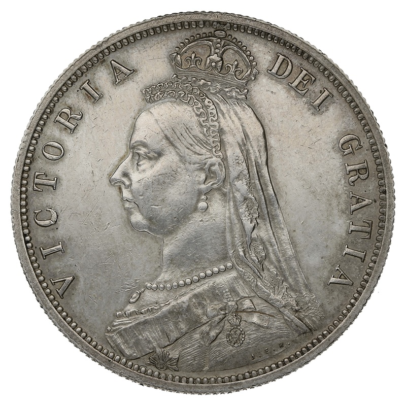1887 Silver Half Crown Coin Queen Victoria