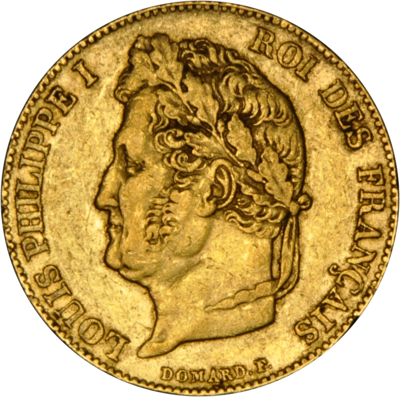 French 20 Francs Gold Coin Louis-Philippe Laureate Head