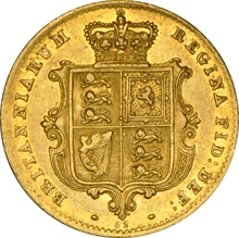 1865 Gold Half Sovereign Queen Victoria Young Head Shield Back NGC AU53