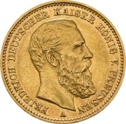 German 20 Mark Gold Coin Friedrich III 1888