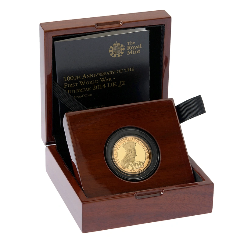 2014 Proof £2 Gold Coin 100th Anniversary WWI Outbreak Boxed