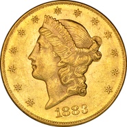 1883 $20 Gold Coin Double Eagle Liberty Head San Francisco