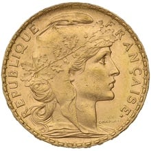 1905 French 20 Francs Gold Coin Marianne Rooster