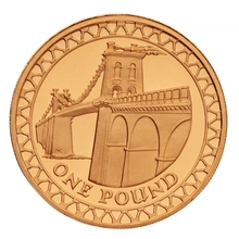 2005 Proof Gold £1 Pound Coin Menai Bridge