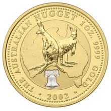 2002 Australian Kangaroo Gold Nugget Coin 1oz Liberty Bell
