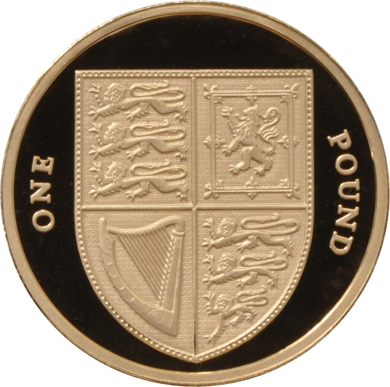 2009 Proof Gold £1 Pound Coin Royal Shield of Arms