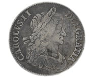 1663 Silver Crown Coin Charles II Fine or Better