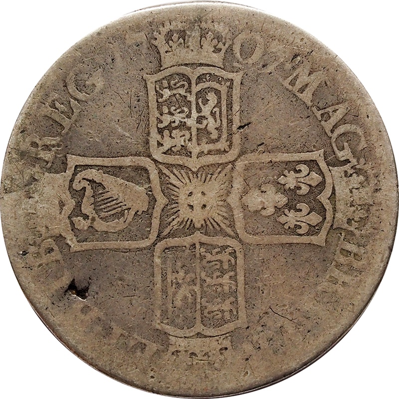 1707 Silver Half Crown Coin Queen Anne