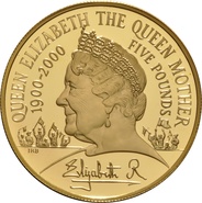 2000 Proof Gold £5 Coin Quintuple Sovereign Queen Mother