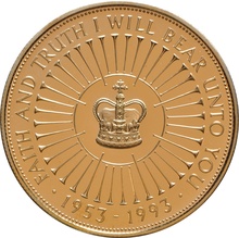 1993 Proof £5 Gold Crown Coin 40th Anniversary of the Coronation Boxed